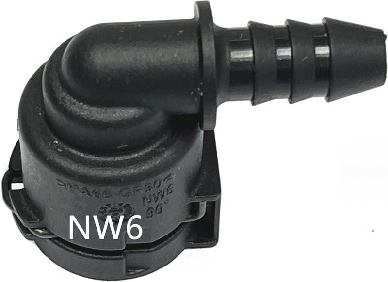 FEEDUN NW6, 90°,Coolant Hose Connector Adapter,Radiator Pipe Line Fitting for Chevrolet Mercedes-Benz BMW Audi Volkswagen Volvo Buick,3 Series,Engine Heater Hose Assembly Junction Repair Kit,ID6, 3/8 inch - Image 1